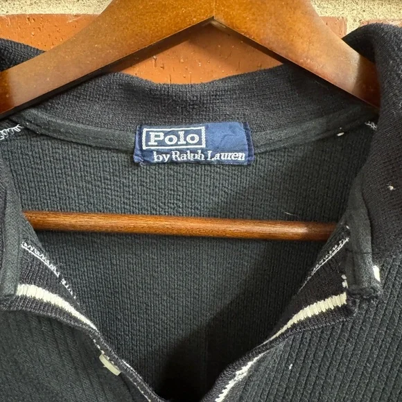 Polo Ralph Lauren Men’s Ribbed Knit Polo Shirt Black Size S - Picture 3 of 3